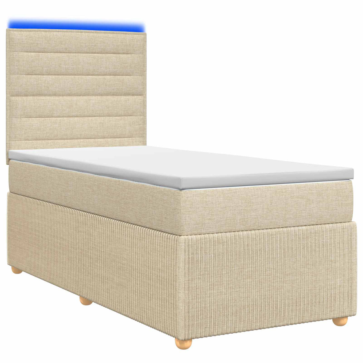 LED Boxspring Bed met Matras Crèmekleurig 90 x 200 cm Stof is nu te koop bij PeponiXL, paradijselijk wonen!