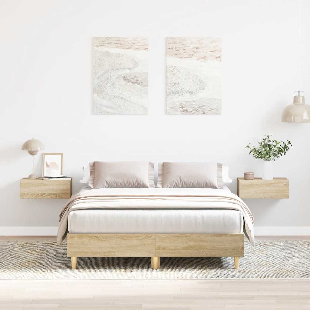 Bedframe zonder matras 120x190cm spaanplaat sonoma eikenkleurig is nu te koop bij PeponiXL, paradijselijk wonen!
