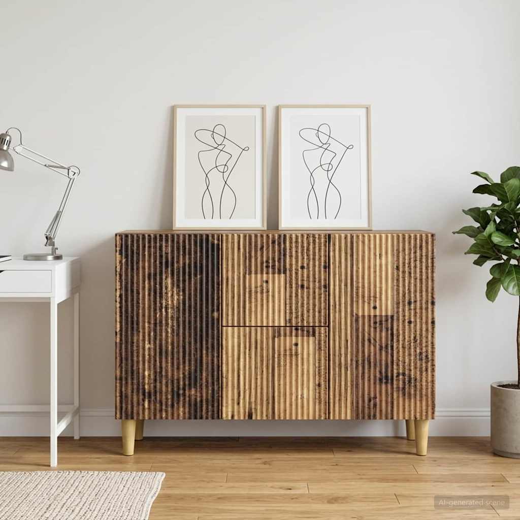 Dressoir met lade Oud hout 89 x 34,5 x 60 cm Bewerkt hout is nu te koop bij PeponiXL, paradijselijk wonen!