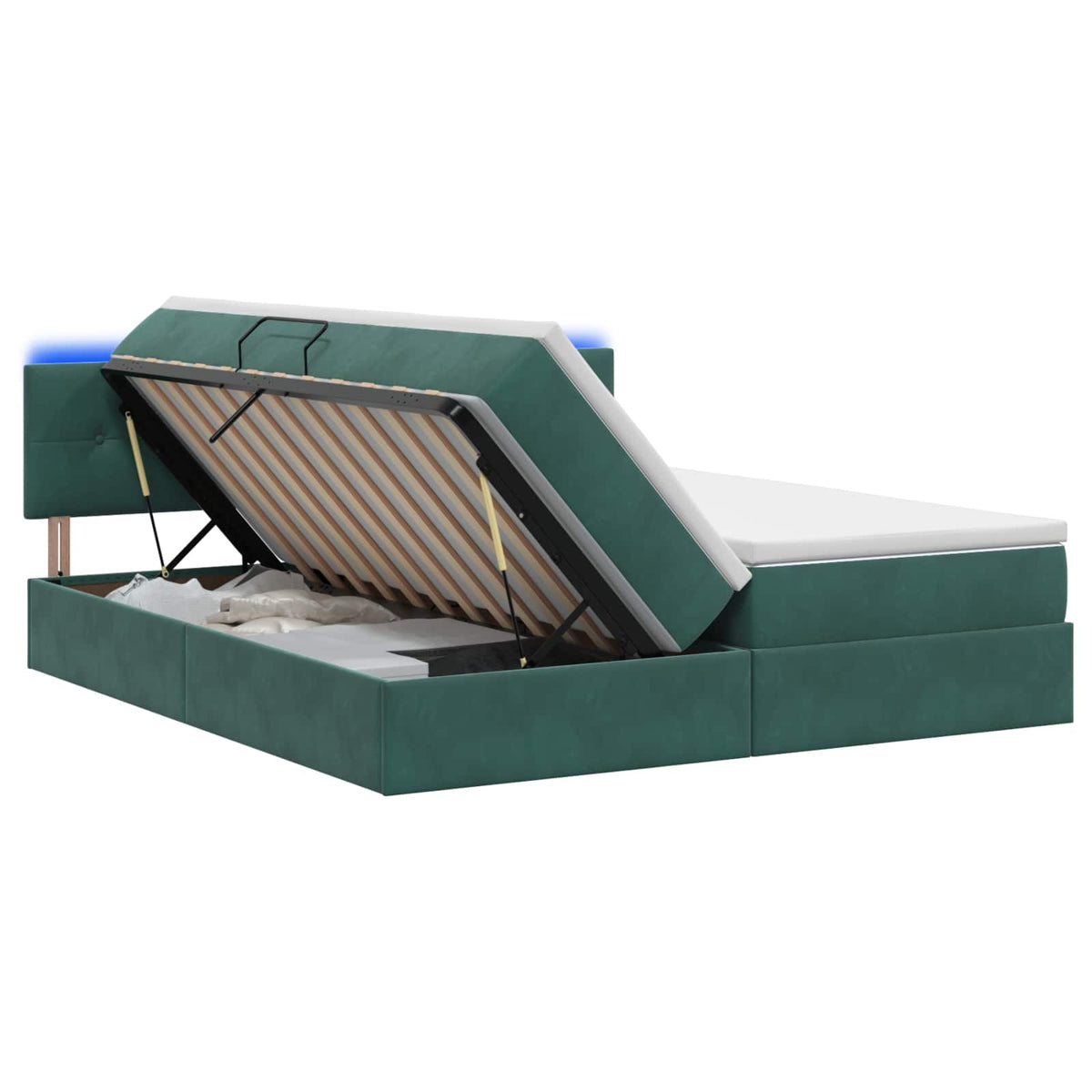 LED Opslagbed met Matras Donkergroen 200 x 200 cm Fluweel is nu te koop bij PeponiXL, paradijselijk wonen!