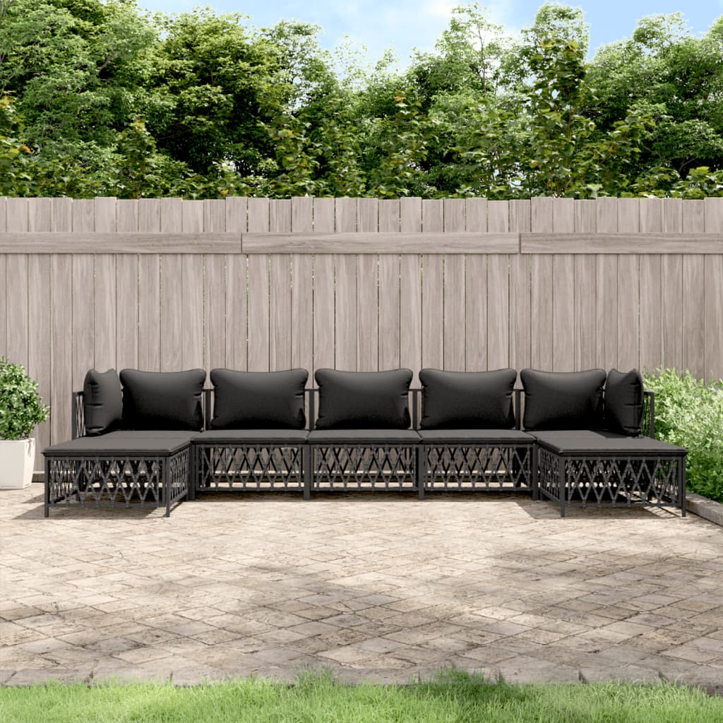 7-delige Loungeset met kussens staal antracietkleurig is nu te koop bij PeponiXL, paradijselijk wonen!
