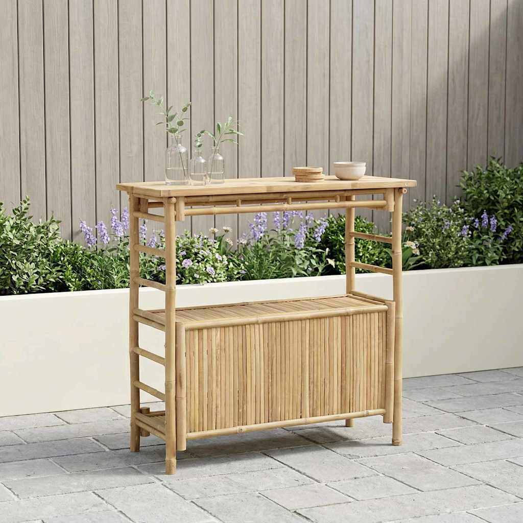 Buiten Bartafel met opslag Naturel 110 x 50 x 105 cm Bamboe is nu te koop bij PeponiXL, paradijselijk wonen!