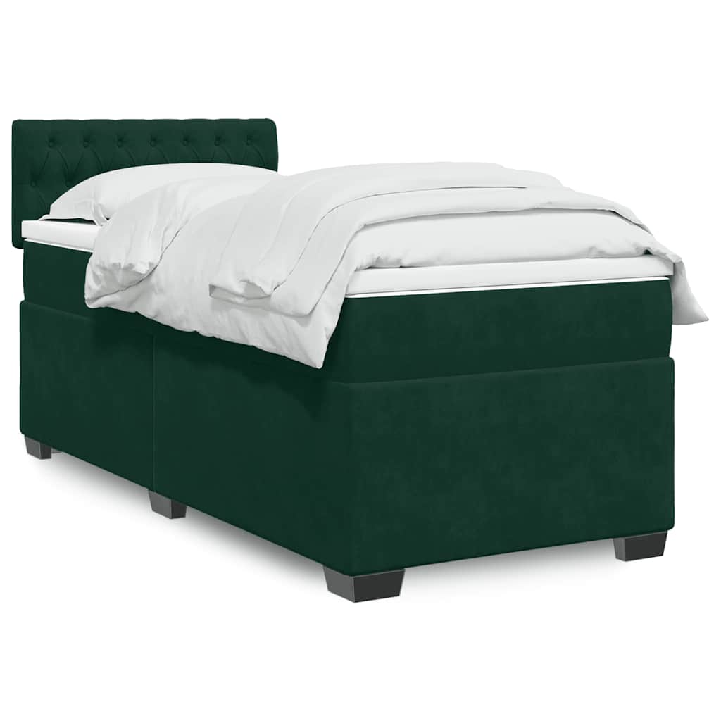 Boxspring met matras fluweel donkergroen 90x200 cm is nu te koop bij PeponiXL, paradijselijk wonen!