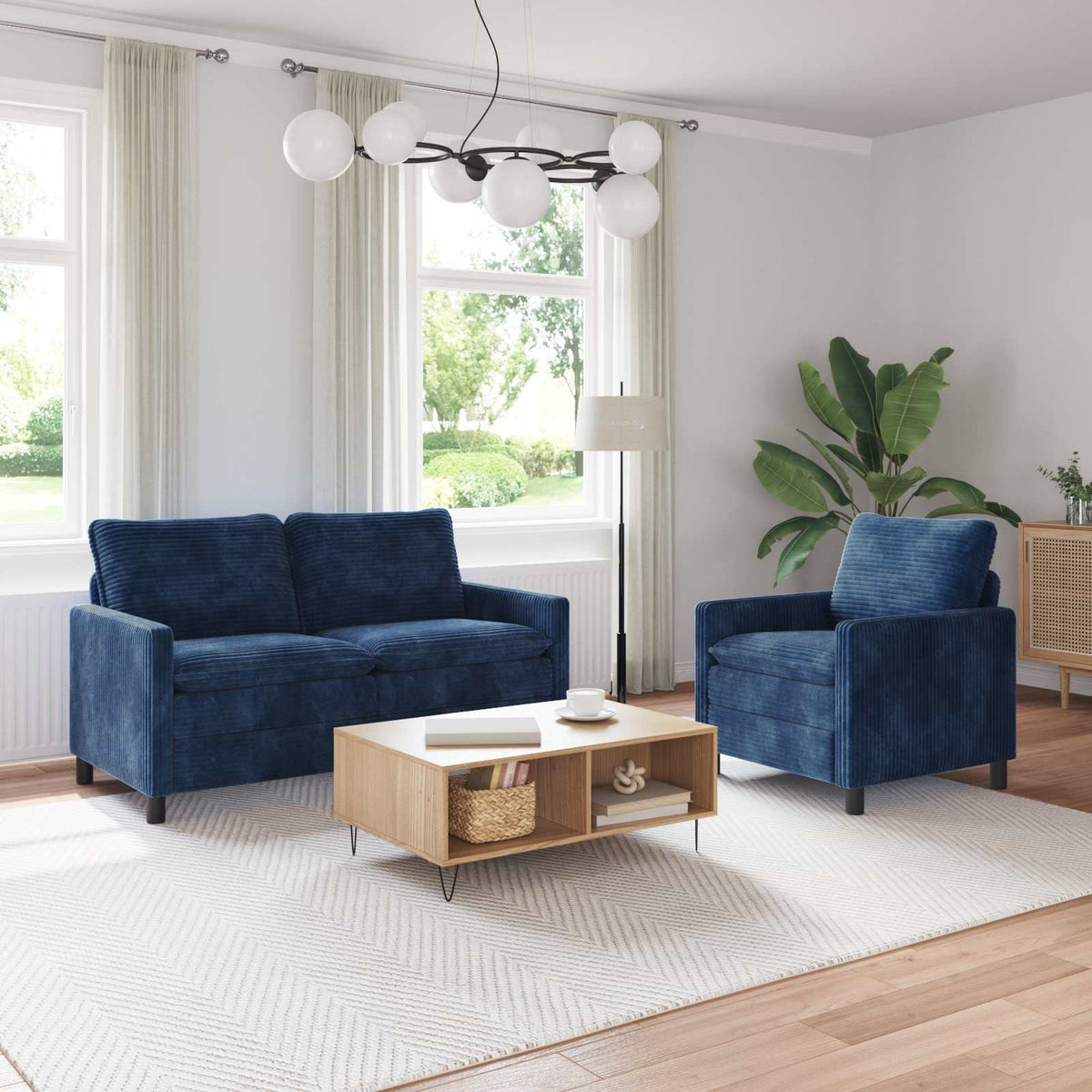 Bankstel 2 pcs Marineblauw Polyester is nu te koop bij PeponiXL, paradijselijk wonen!