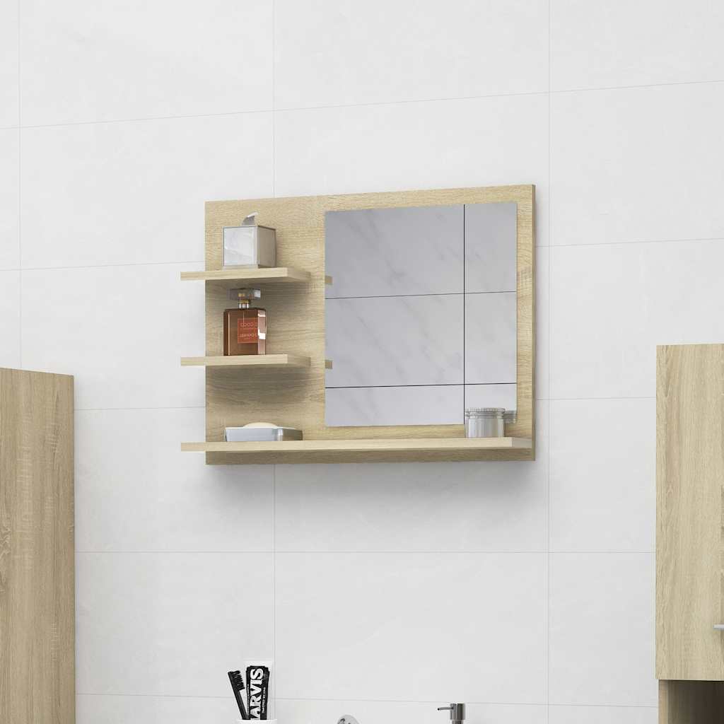 Badkamerspiegel 60x10,5x45 cm bewerkt hout sonoma eikenkleurig is nu te koop bij PeponiXL, paradijselijk wonen!