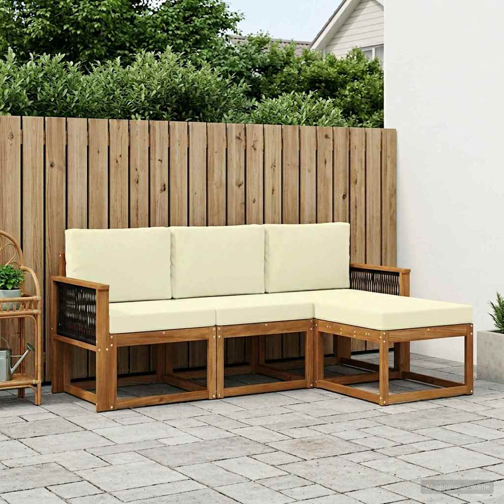 Buiten bankenset met kussen 4 pcs Natuurlijk en Crème is nu te koop bij PeponiXL, paradijselijk wonen!