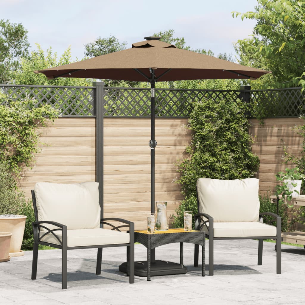 Parasol met LED's en stalen paal 225x225x212 cm taupe is nu te koop bij PeponiXL, paradijselijk wonen!