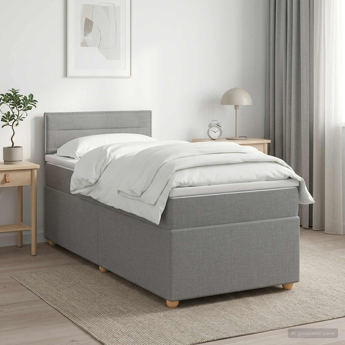 Boxspringbed met matras Lichtgrijs 80 x 200 cm Stof is nu te koop bij PeponiXL, paradijselijk wonen!