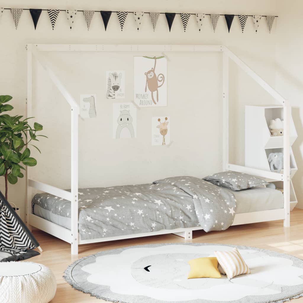 Kinderbedframe 90x200 cm massief grenenhout wit is nu te koop bij PeponiXL, paradijselijk wonen!