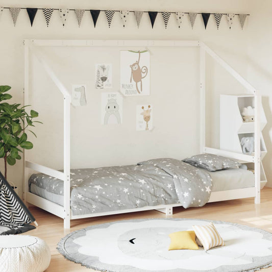 Kinderbedframe 90x200 cm massief grenenhout wit is nu te koop bij PeponiXL, paradijselijk wonen!