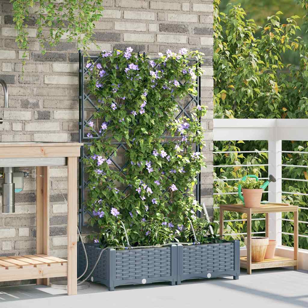 Tuin Bloempot 2 pcs Licht Grijs Kunststof is nu te koop bij PeponiXL, paradijselijk wonen!