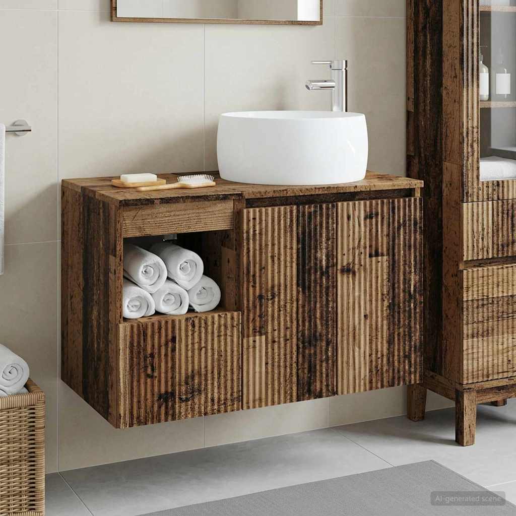 Badkamermeubelset 2 st Oud hout Bewerkt hout is nu te koop bij PeponiXL, paradijselijk wonen!