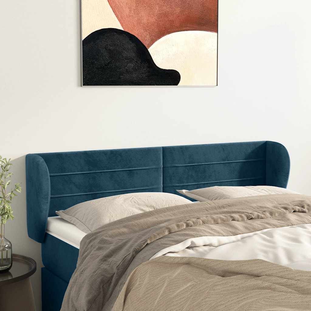 Hoofdbord met randen 147x23x78/88 cm fluweel donkerblauw is nu te koop bij PeponiXL, paradijselijk wonen!