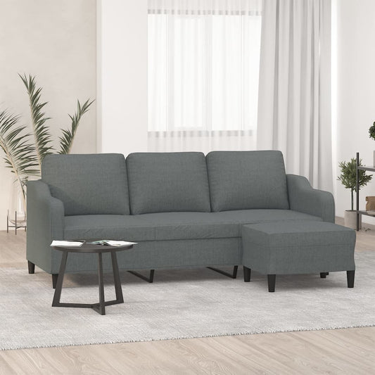 Driezitsbank met voetenbank 180 cm stof donkergrijs is nu te koop bij PeponiXL, paradijselijk wonen!
