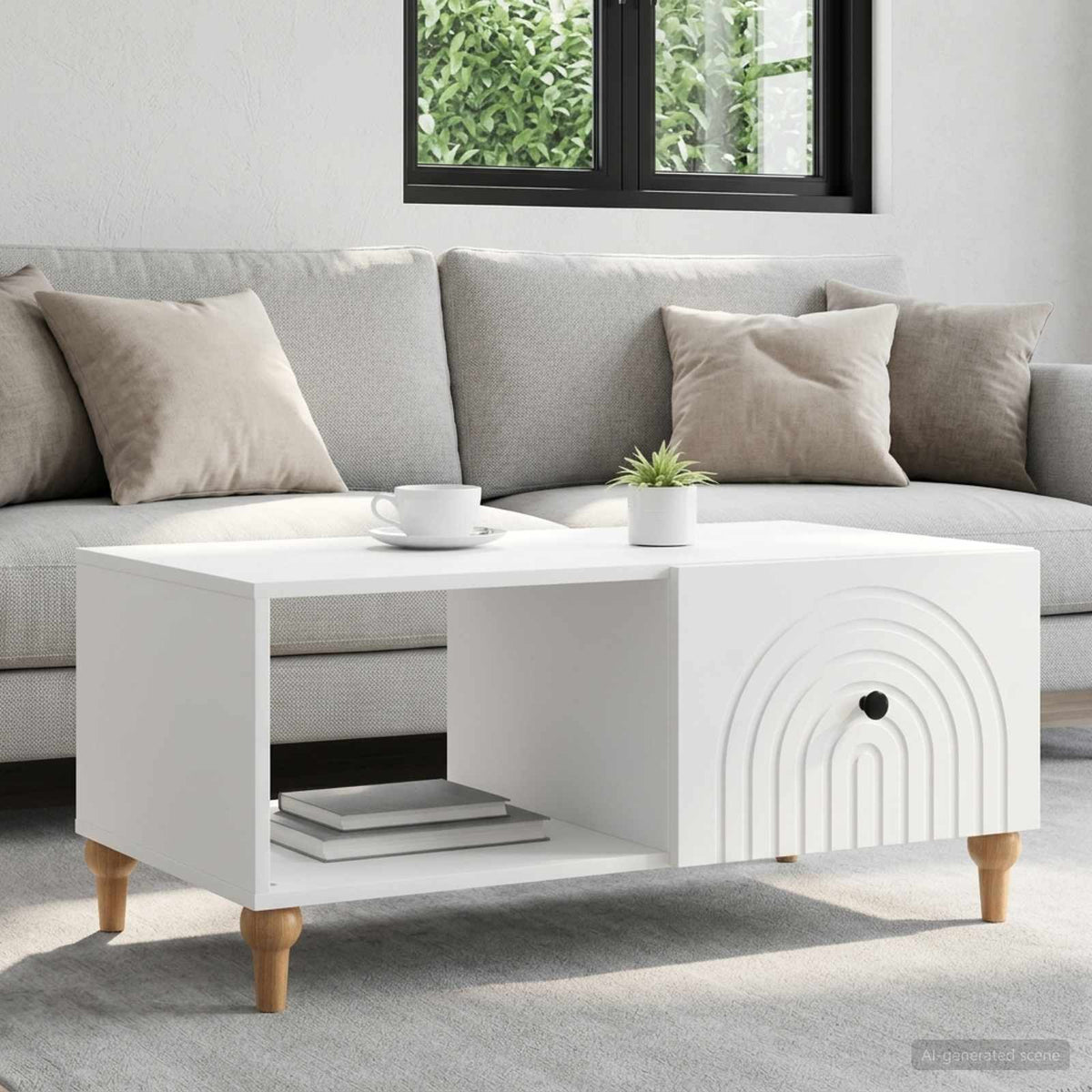 Salontafel Wit 90 x 50 x 40 cm Bewerkt hout is nu te koop bij PeponiXL, paradijselijk wonen!