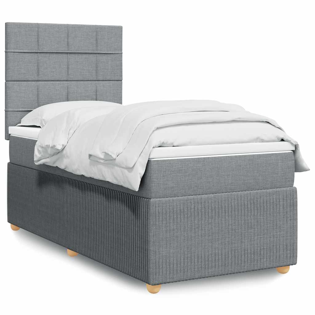 Boxspring met matras stof lichtgrijs 80x200 cm is nu te koop bij PeponiXL, paradijselijk wonen!