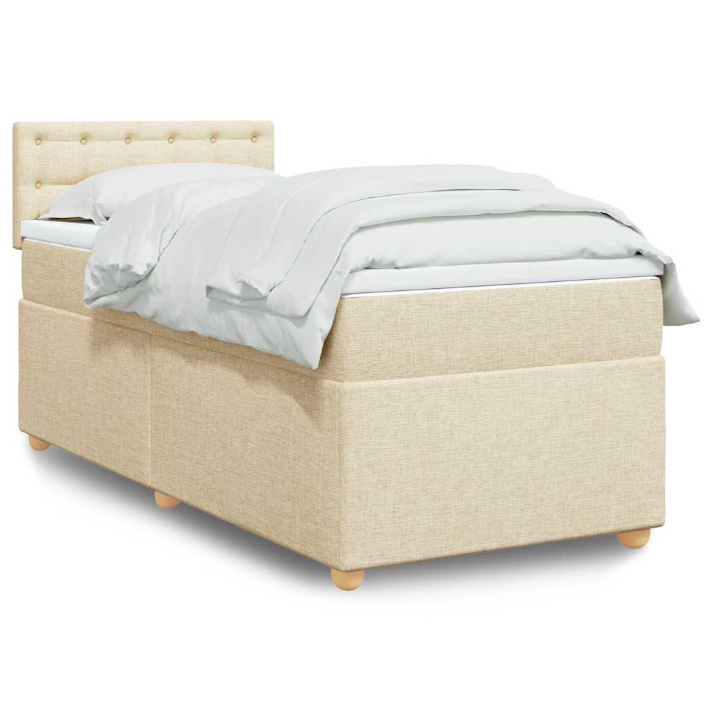 Boxspring met matras stof crèmekleurig 80x200 cm is nu te koop bij PeponiXL, paradijselijk wonen!