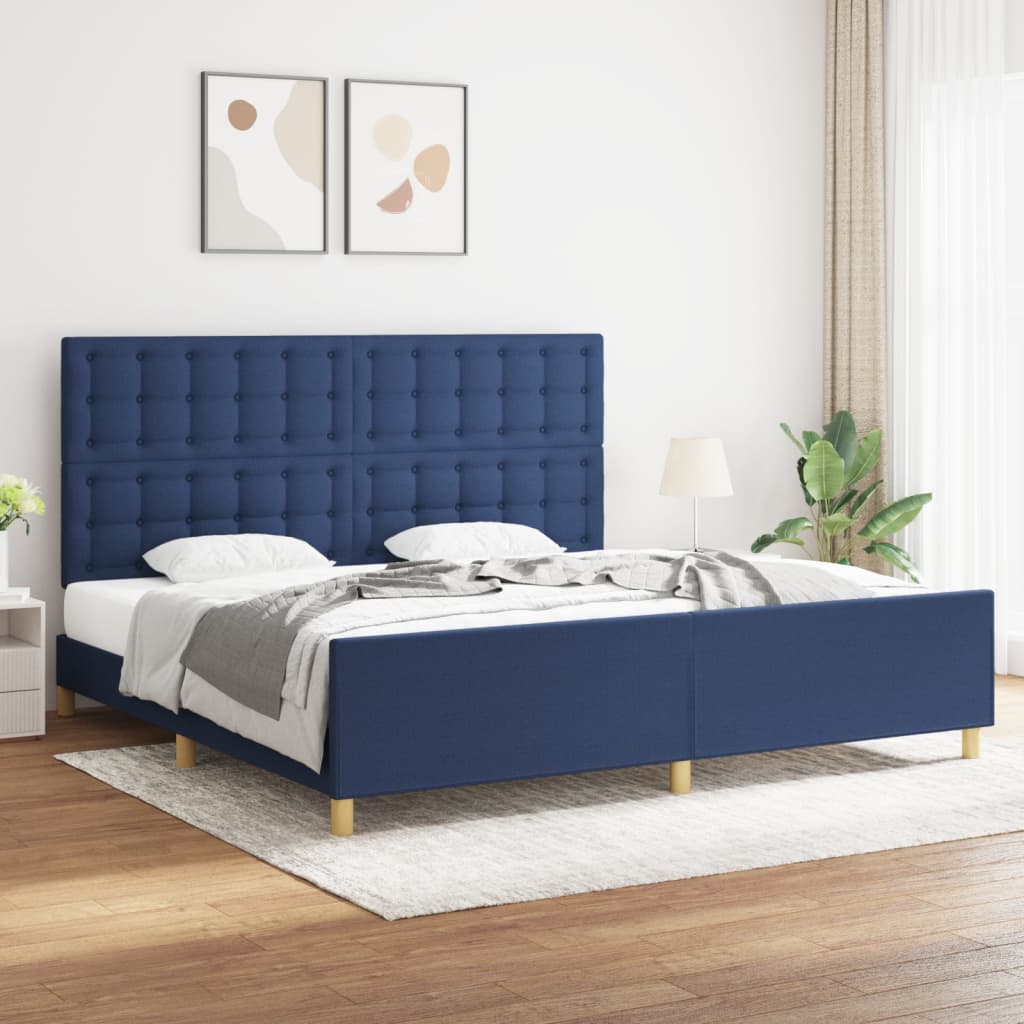 Bedframe zonder matras stof blauw 200x200 cm is nu te koop bij PeponiXL, paradijselijk wonen!