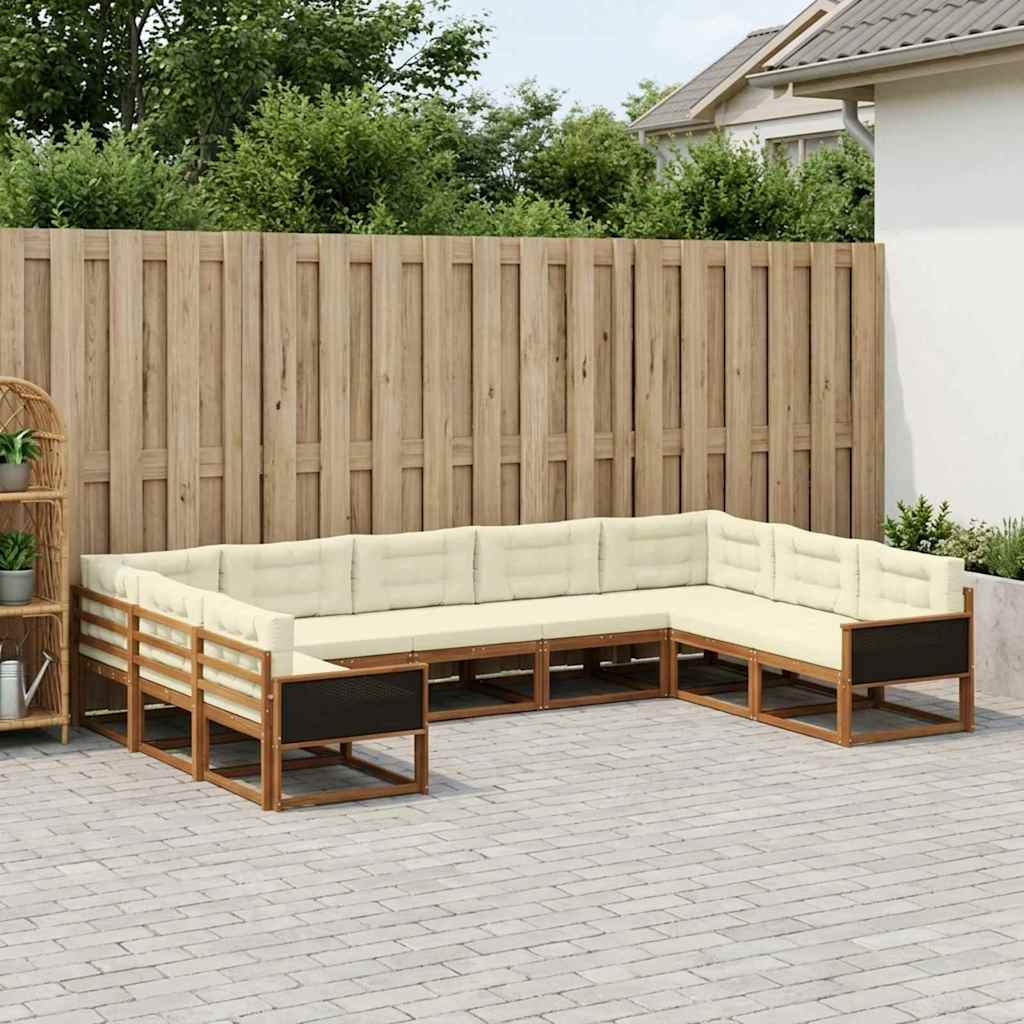 Buiten bankenset met kussen 9 pcs Natuurlijk en Crème is nu te koop bij PeponiXL, paradijselijk wonen!