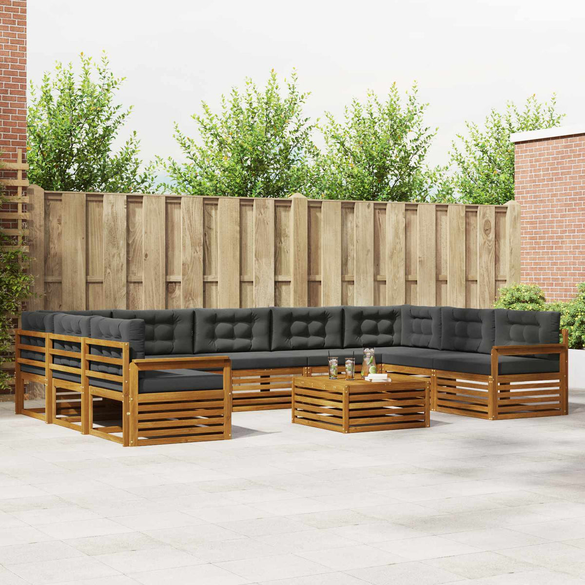 Buiten bankenset met kussen 10 pcs Natuurlijk en Antraciet is nu te koop bij PeponiXL, paradijselijk wonen!