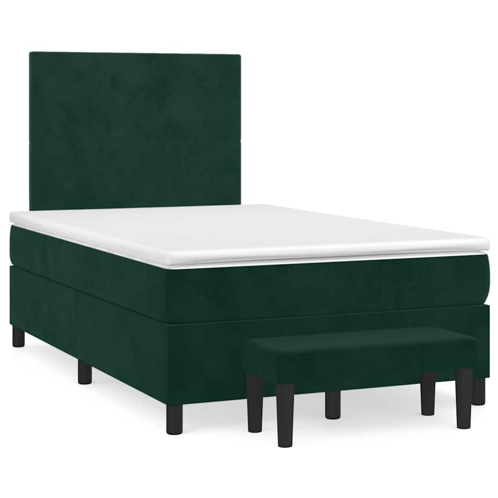 Boxspring met matras fluweel donkergroen 120x190 cm is nu te koop bij PeponiXL, paradijselijk wonen!