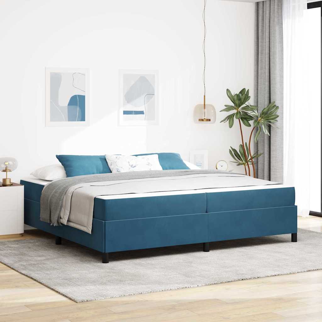 Bedframe met matras Donkerblauw 200 x 200 cm Stof is nu te koop bij PeponiXL, paradijselijk wonen!