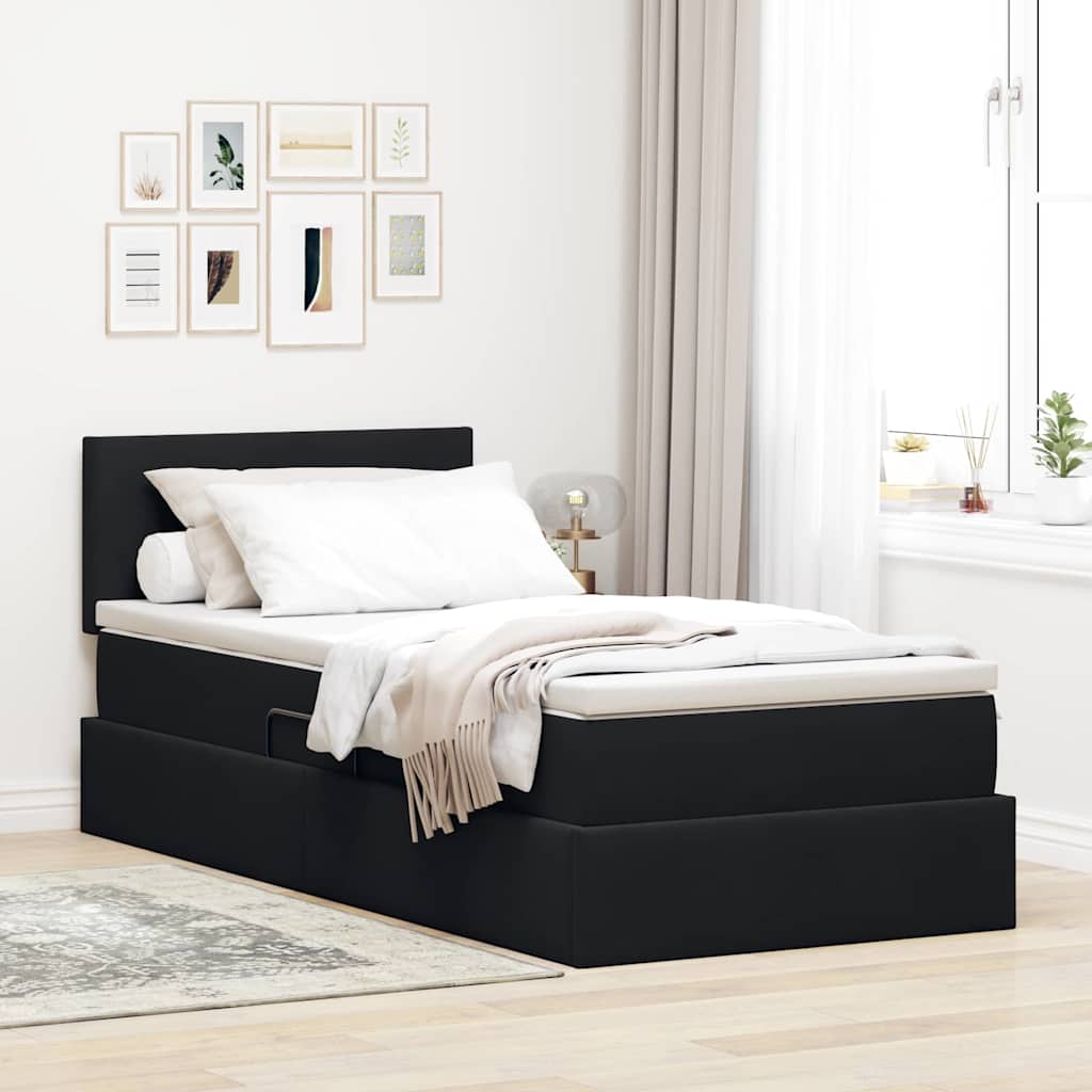 Opbergbed met LED met matras met LED Zwart 90 x 190 cm Fluweel is nu te koop bij PeponiXL, paradijselijk wonen!