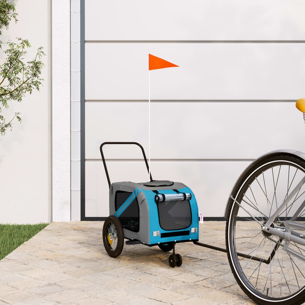 Hondenfietstrailer oxford stof en ijzer blauw en zwart is nu te koop bij PeponiXL, paradijselijk wonen!