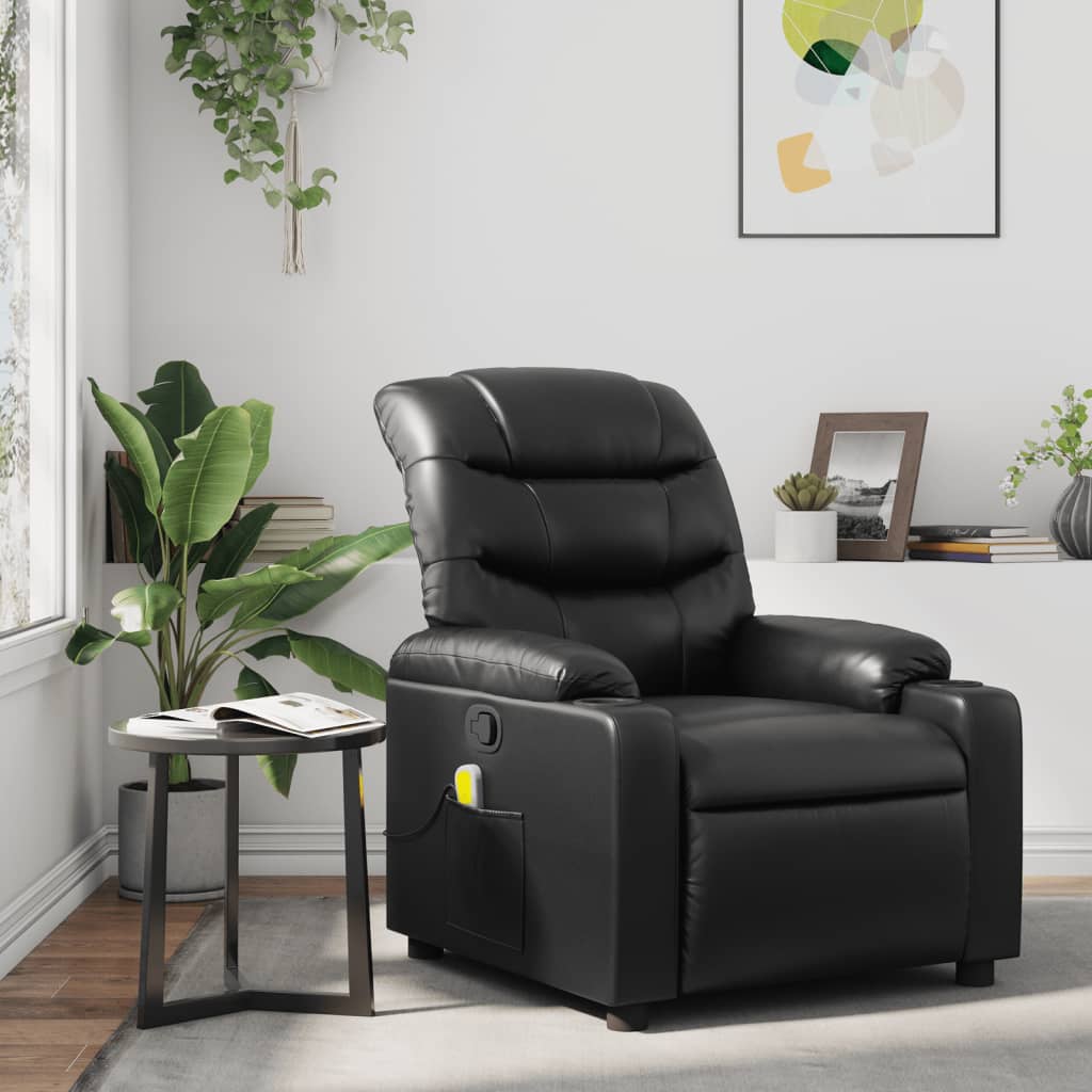 Massagestoel verstelbaar kunstleer zwart is nu te koop bij PeponiXL, paradijselijk wonen!