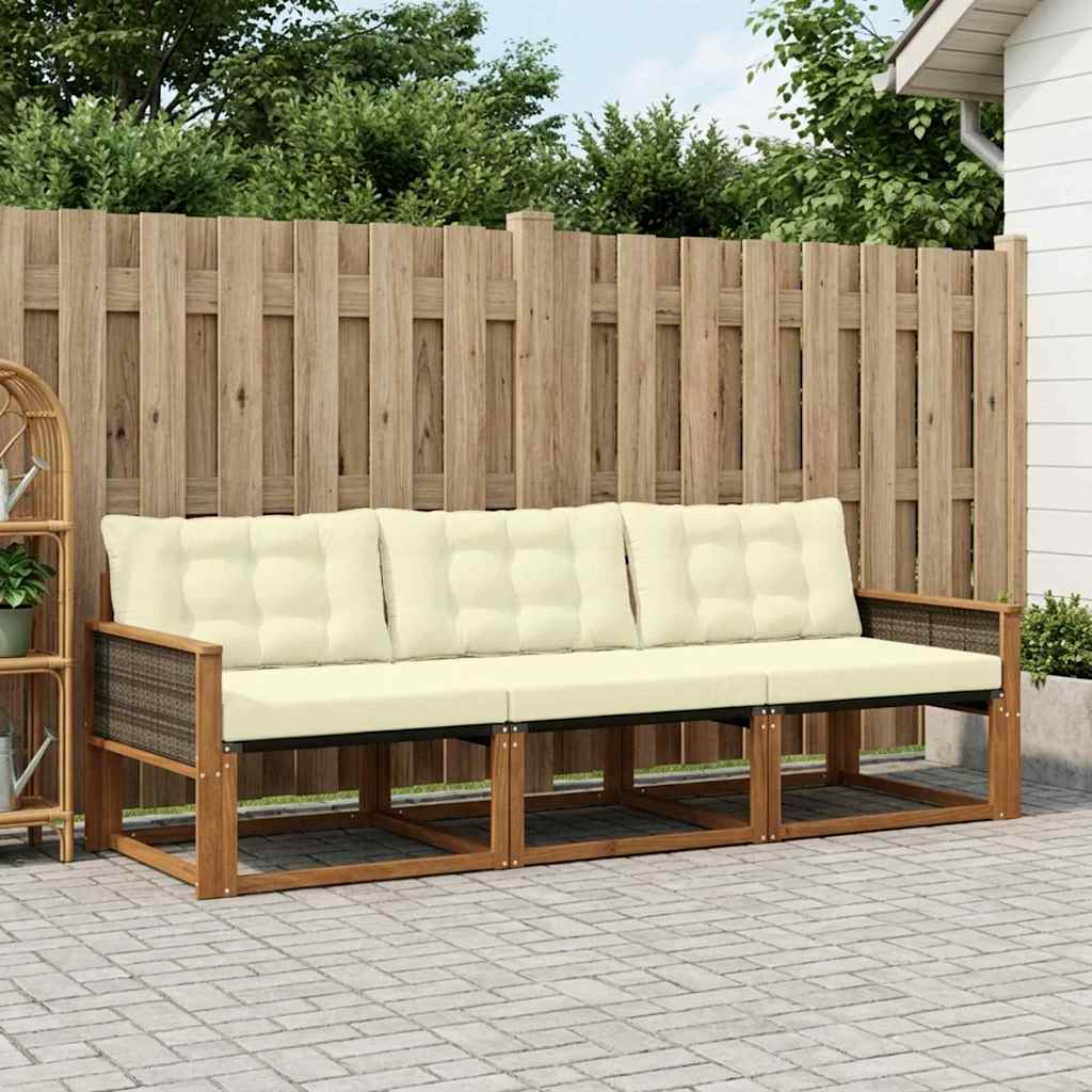 Buiten bankenset met kussen 3 pcs Natuurlijk en Crème is nu te koop bij PeponiXL, paradijselijk wonen!