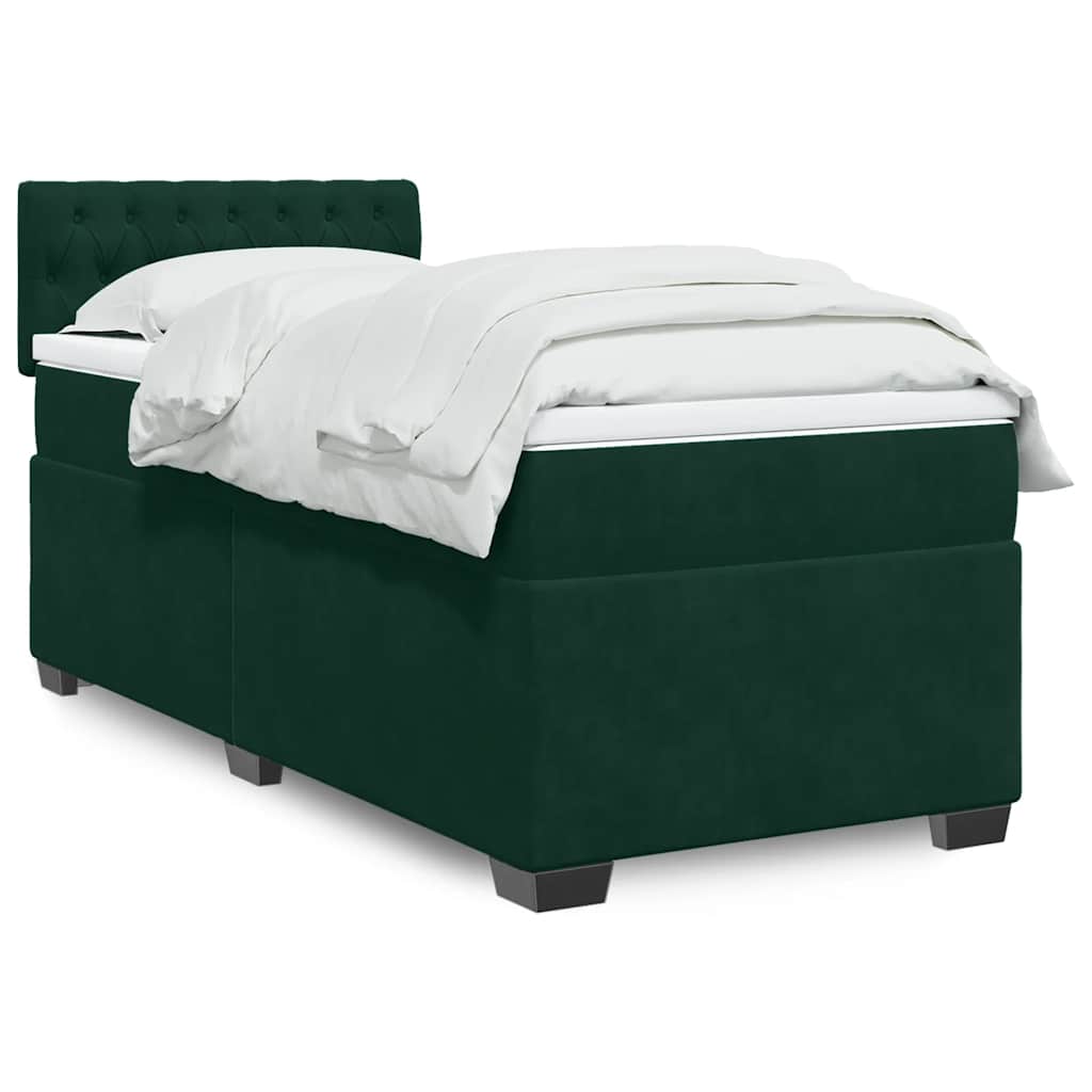 Boxspring met matras fluweel donkergroen 80x200 cm is nu te koop bij PeponiXL, paradijselijk wonen!