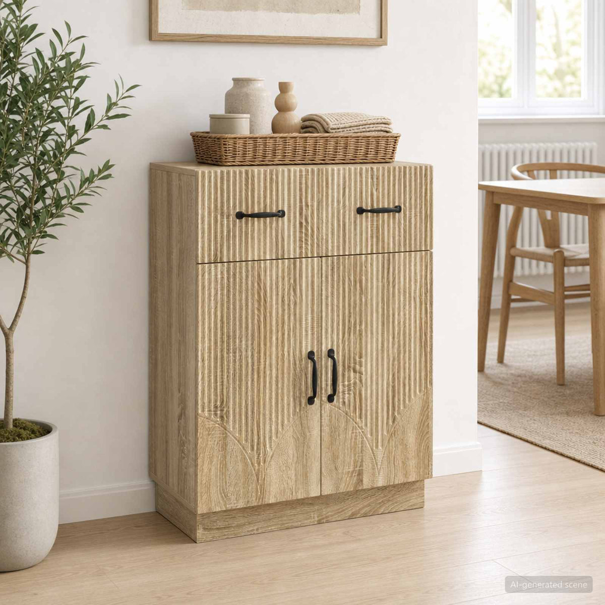 Dressoir met lade Sonoma Eiken 66 x 34,5 x 87 cm Bewerkt hout is nu te koop bij PeponiXL, paradijselijk wonen!