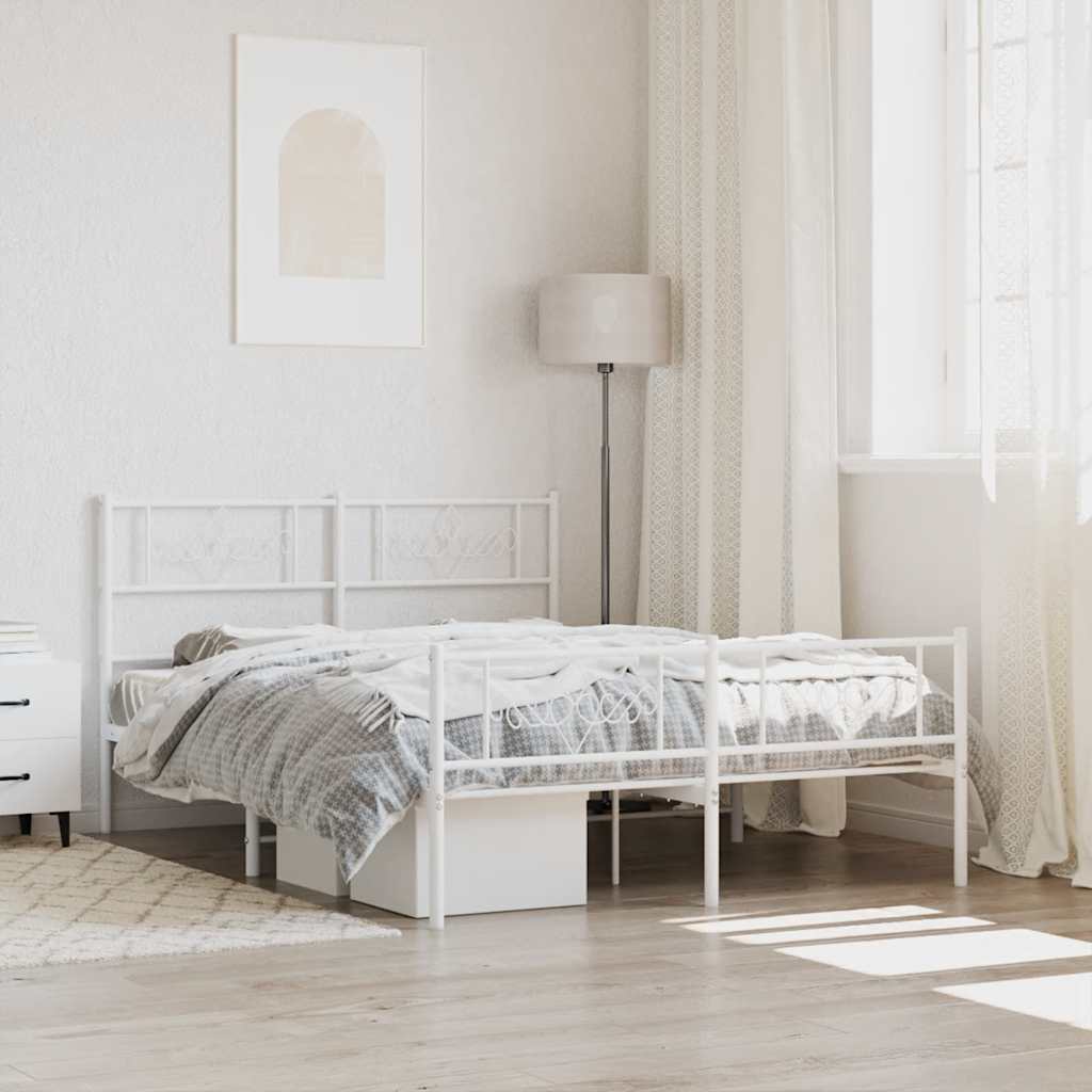 Bedframe met hoofd- en voeteneinde metaal wit 140x200 cm is nu te koop bij PeponiXL, paradijselijk wonen!