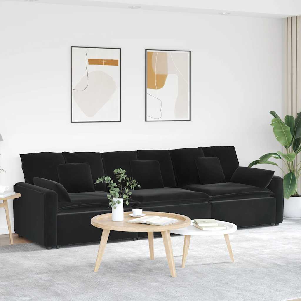 Modulaire bank met kussens zwart is nu te koop bij PeponiXL, paradijselijk wonen!