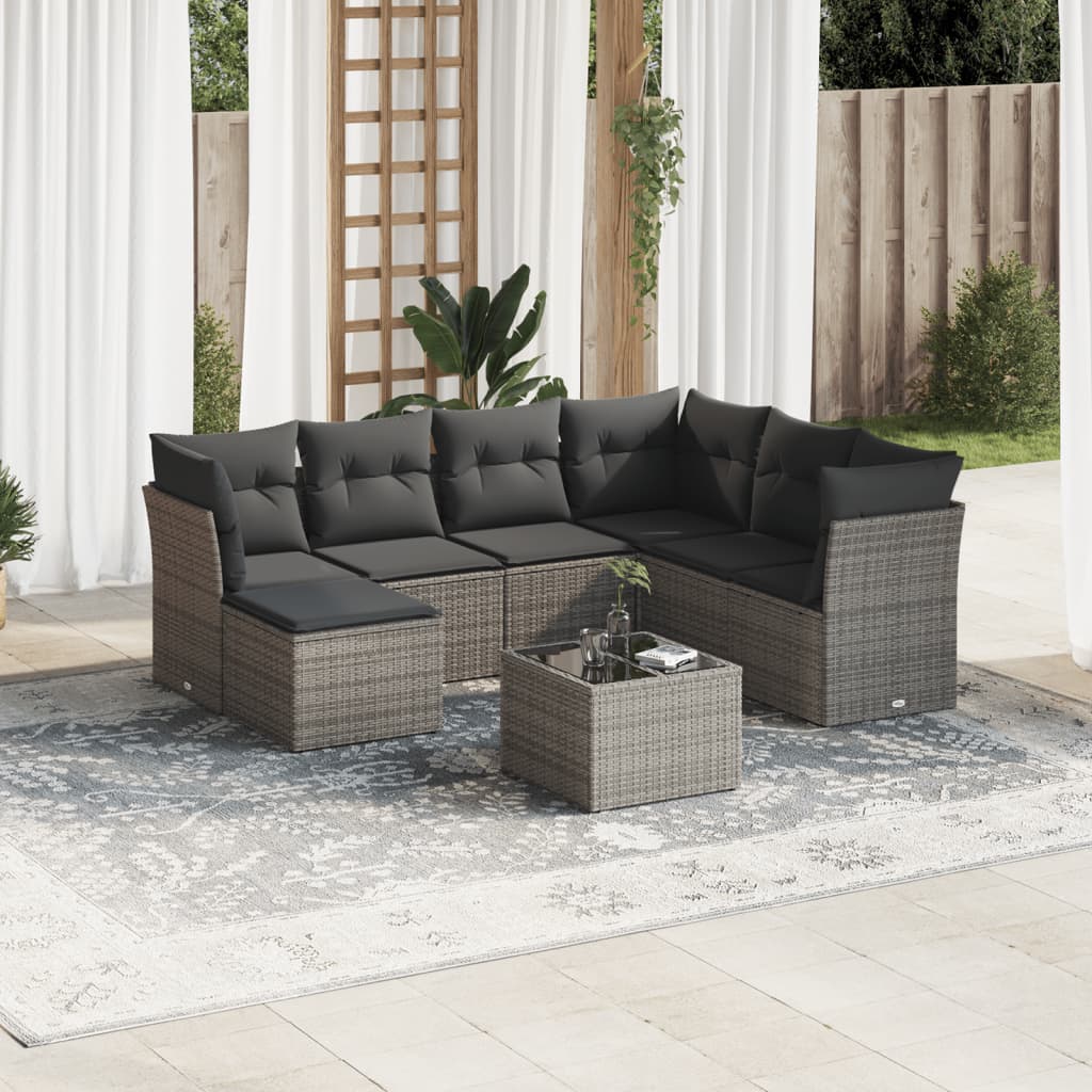 8-delige Loungeset met kussens poly rattan grijs is nu te koop bij PeponiXL, paradijselijk wonen!