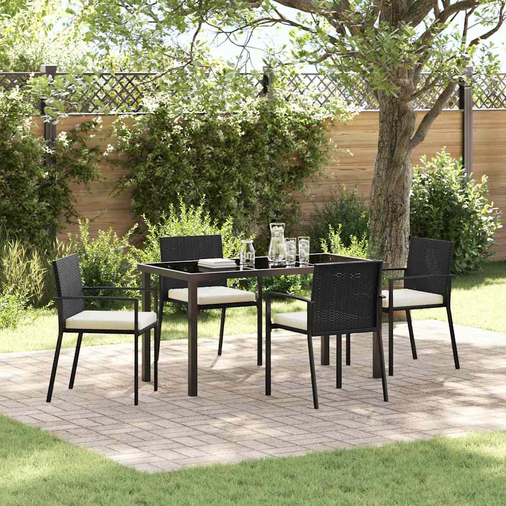 Tuin eettafelset 5 pcs Zwart Gepoedercoat staal is nu te koop bij PeponiXL, paradijselijk wonen!