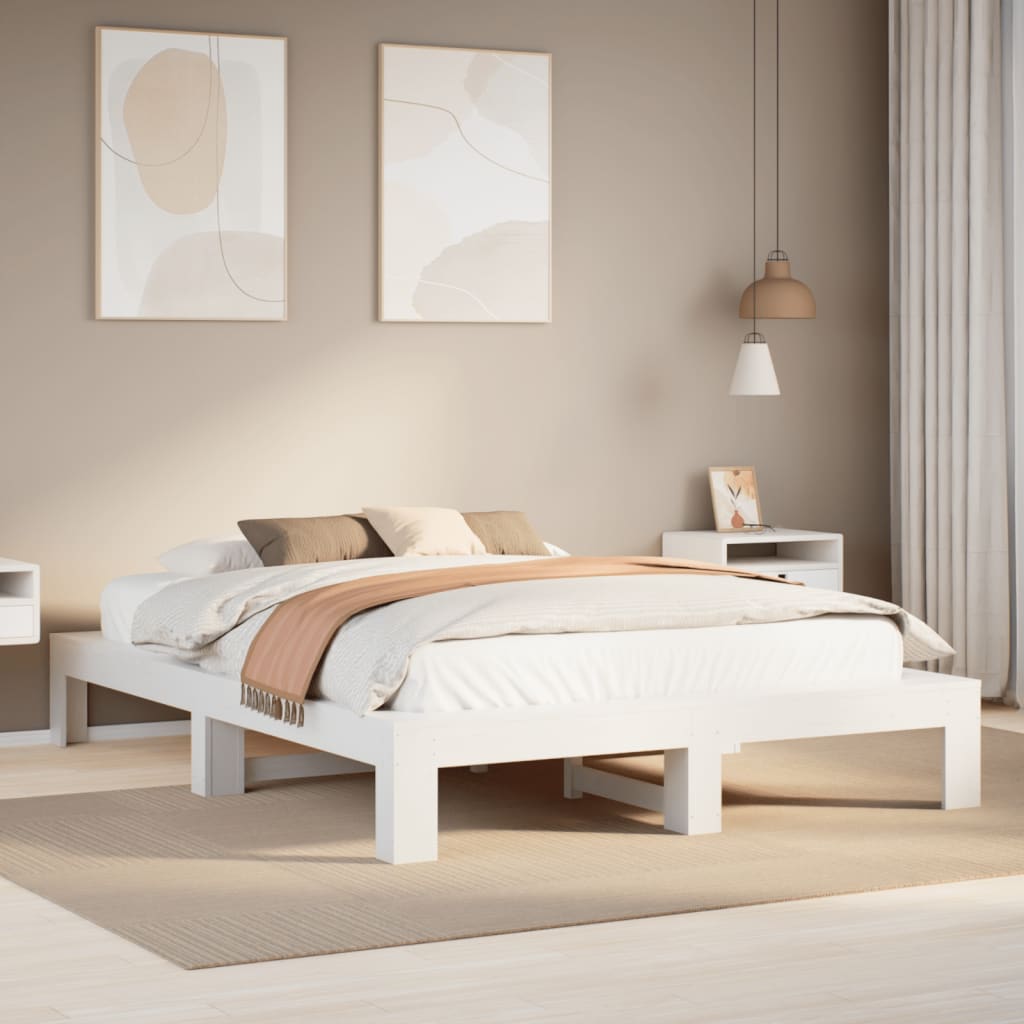 Bedframe zonder matras massief grenenhout wit 150x200 cm is nu te koop bij PeponiXL, paradijselijk wonen!