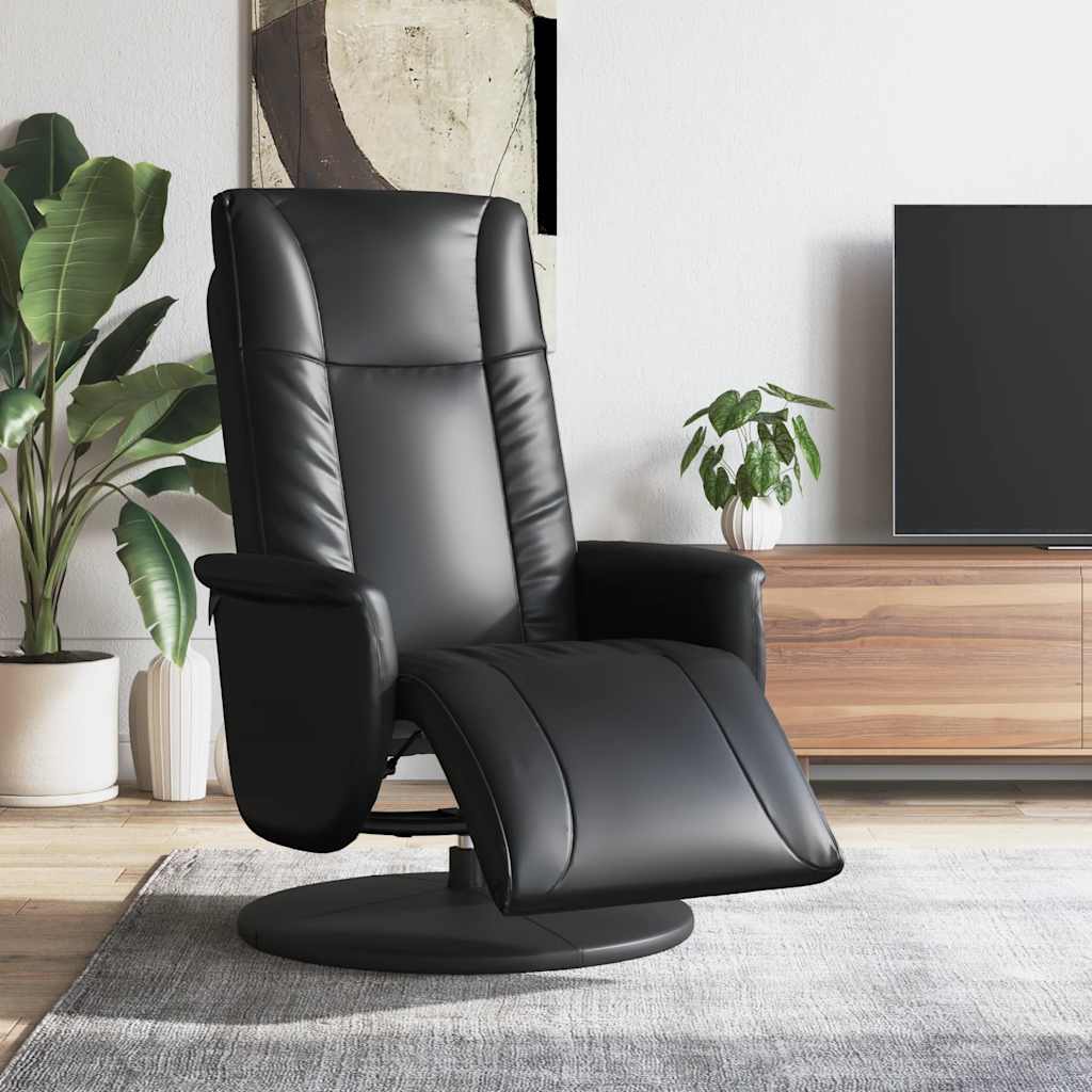 Fauteuil verstelbaar met voetensteun kunstleer zwart is nu te koop bij PeponiXL, paradijselijk wonen!