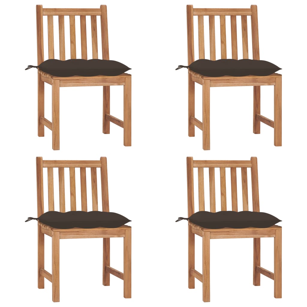 Tuinstoelen 4 st met kussens massief teakhout is nu te koop bij PeponiXL, paradijselijk wonen!