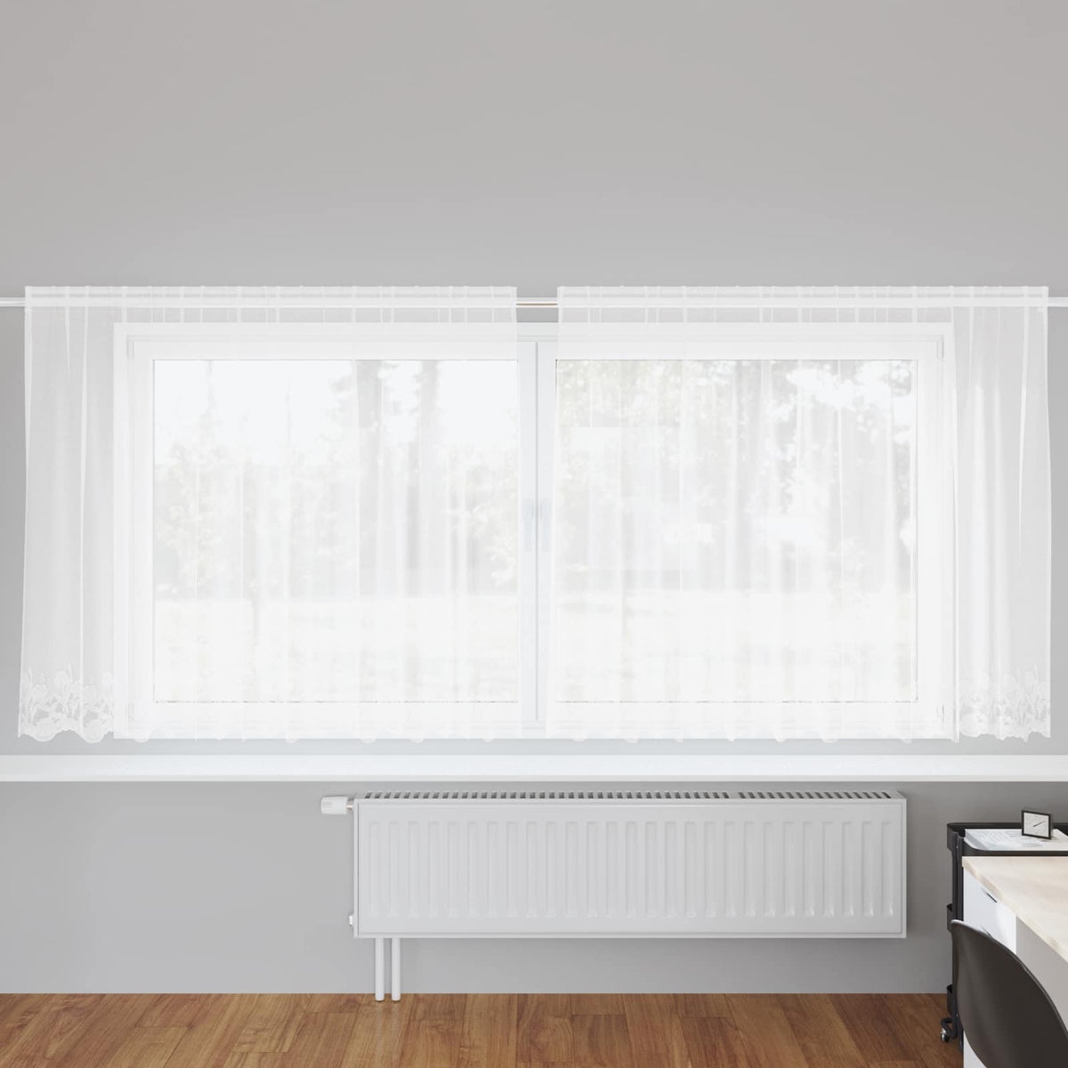 Kantgordijn met gordijnen Bloemen Wit 180 x 300 cm Polyester is nu te koop bij PeponiXL, paradijselijk wonen!
