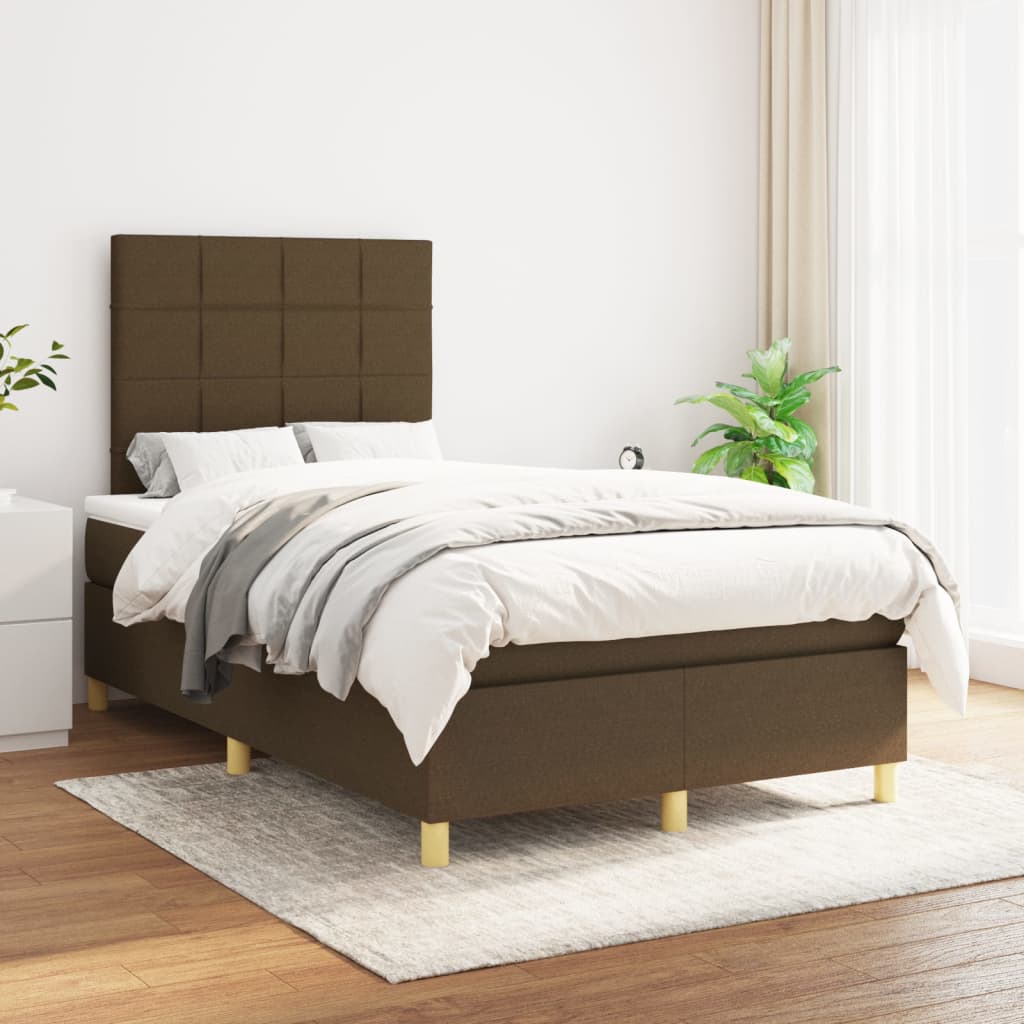 Boxspring met matras stof donkerbruin 120x200 cm is nu te koop bij PeponiXL, paradijselijk wonen!