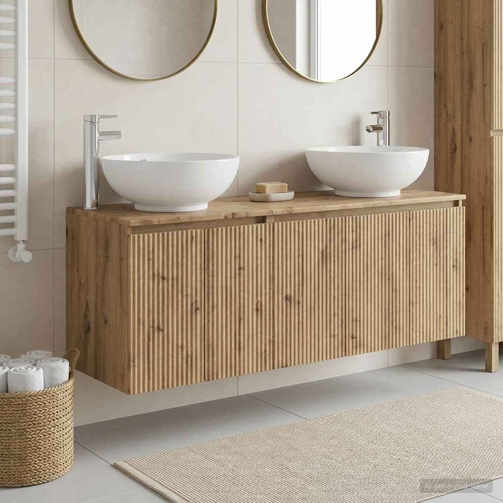 Badkamerkastenset 3 st Artisanaal eiken 49,5 x 44,5 x 65 cm is nu te koop bij PeponiXL, paradijselijk wonen!