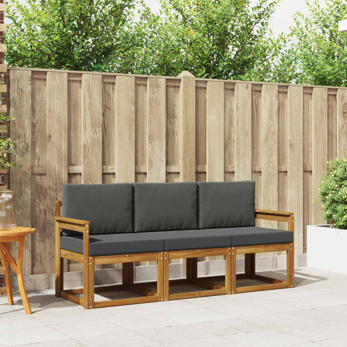 Buiten bankenset met kussen 3 pcs Natuurlijk en Antraciet is nu te koop bij PeponiXL, paradijselijk wonen!