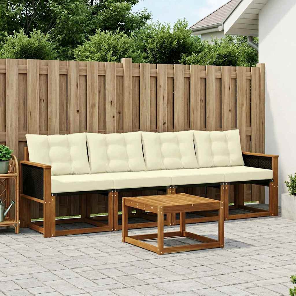 Buiten bankenset met kussen 5 pcs Natuurlijk en Crème is nu te koop bij PeponiXL, paradijselijk wonen!