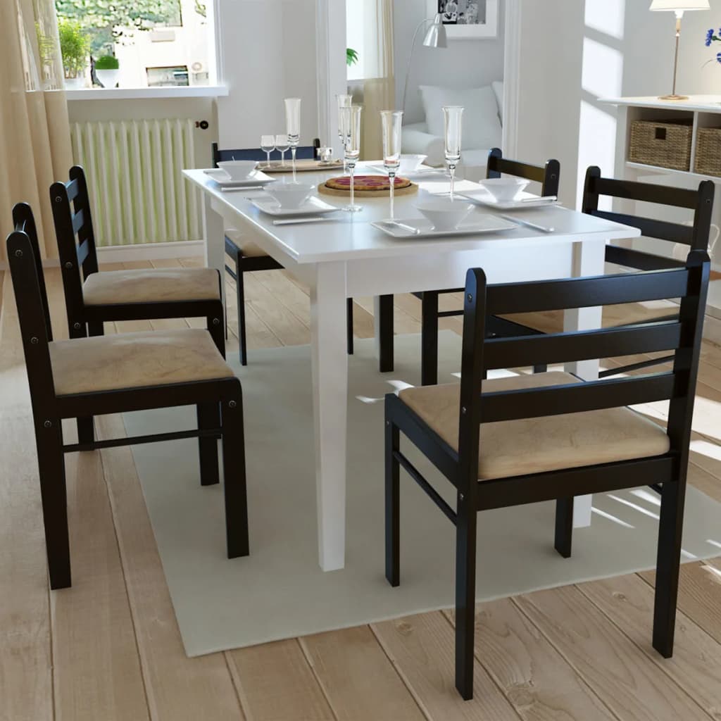 Eetkamerstoelen 6 st massief hout en fluweel bruin is nu te koop bij PeponiXL, paradijselijk wonen!