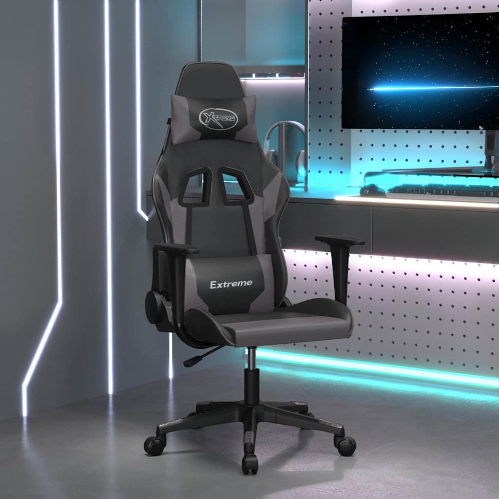 Gamestoel kunstleer zwart en grijs is nu te koop bij PeponiXL, paradijselijk wonen!