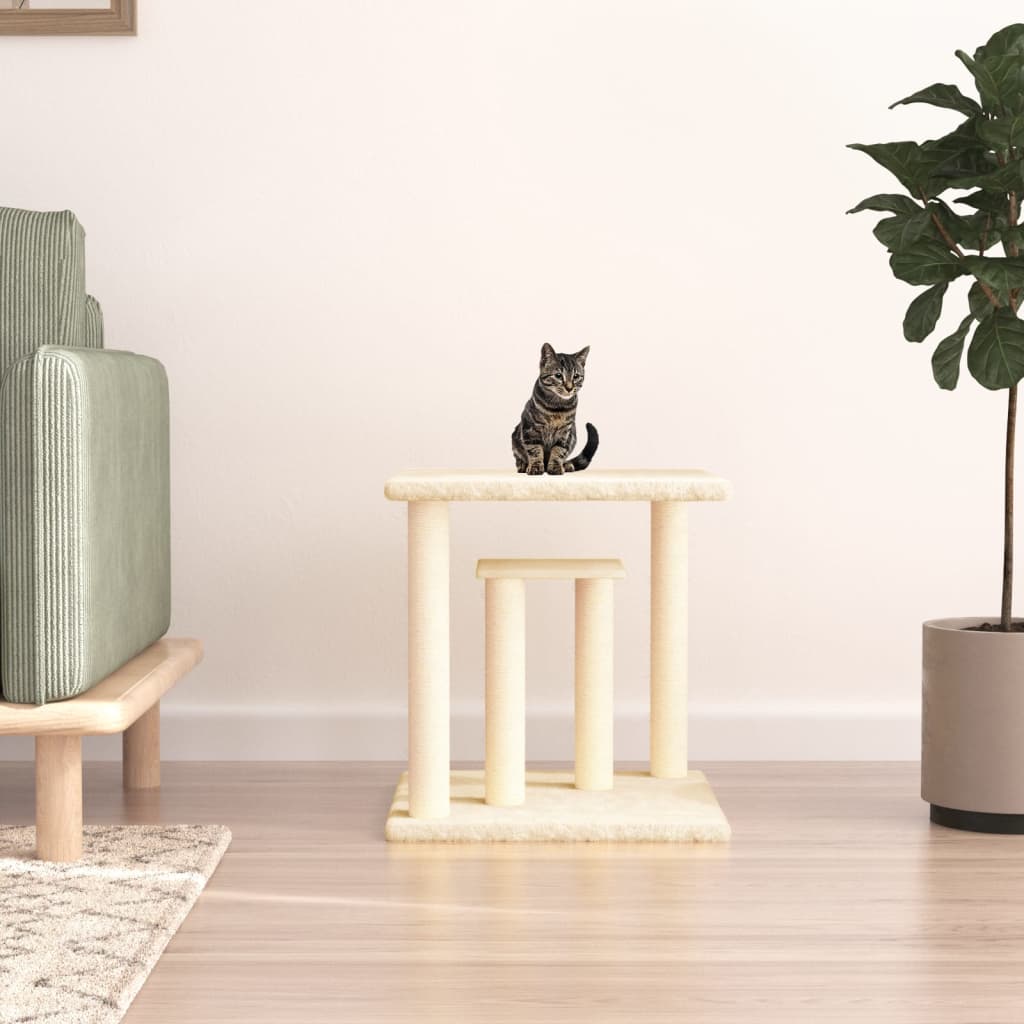 Krabpaal met platforms 50 cm crèmekleurig is nu te koop bij PeponiXL, paradijselijk wonen!