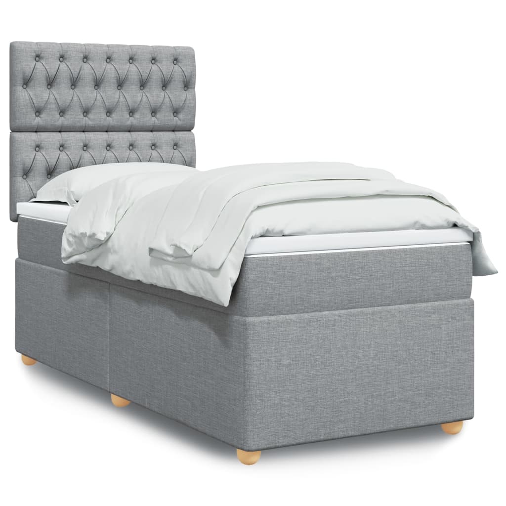 Boxspring met matras stof lichtgrijs 90x190 cm is nu te koop bij PeponiXL, paradijselijk wonen!