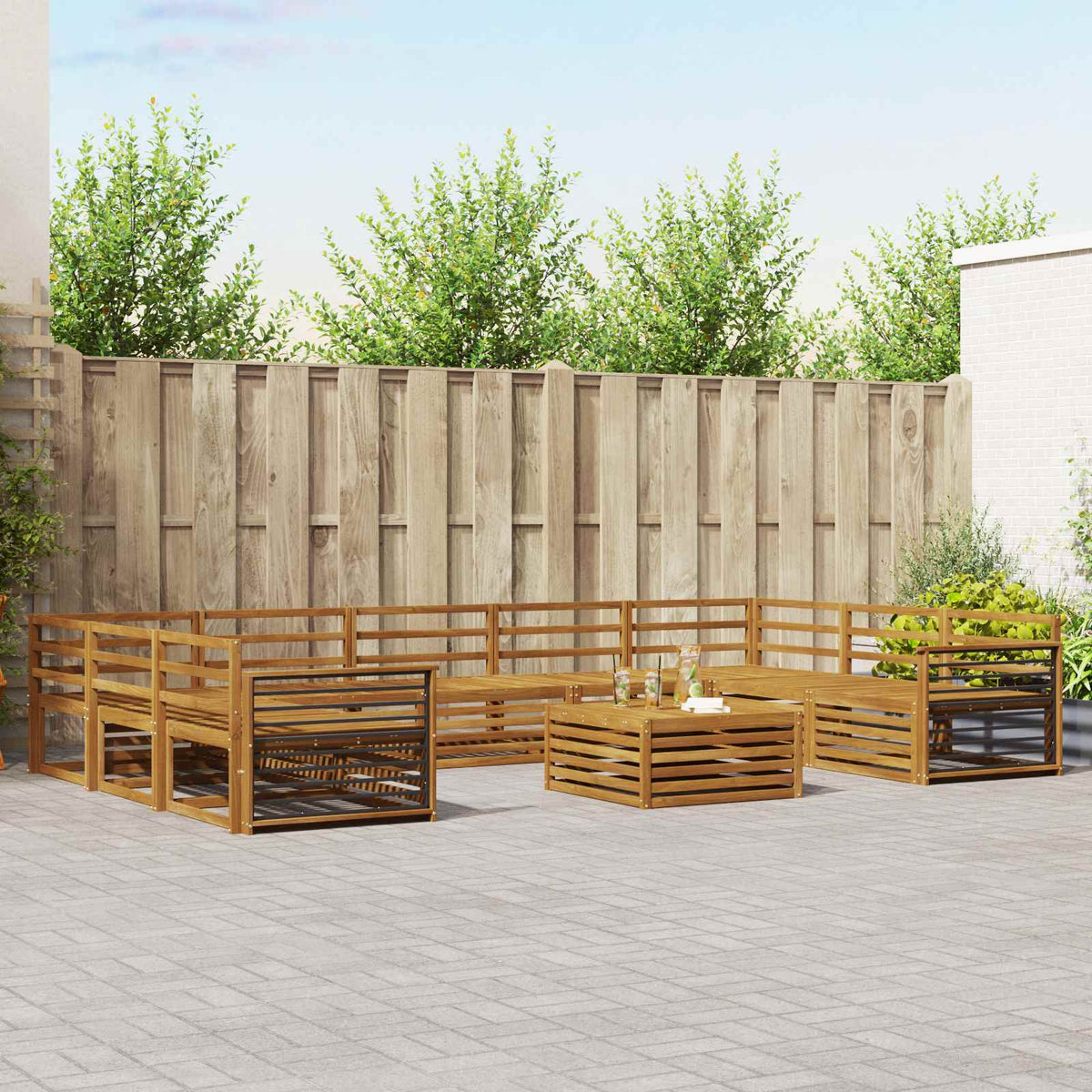 Sofa-Sets 10 pcs Naturel Massief Acaciahout is nu te koop bij PeponiXL, paradijselijk wonen!