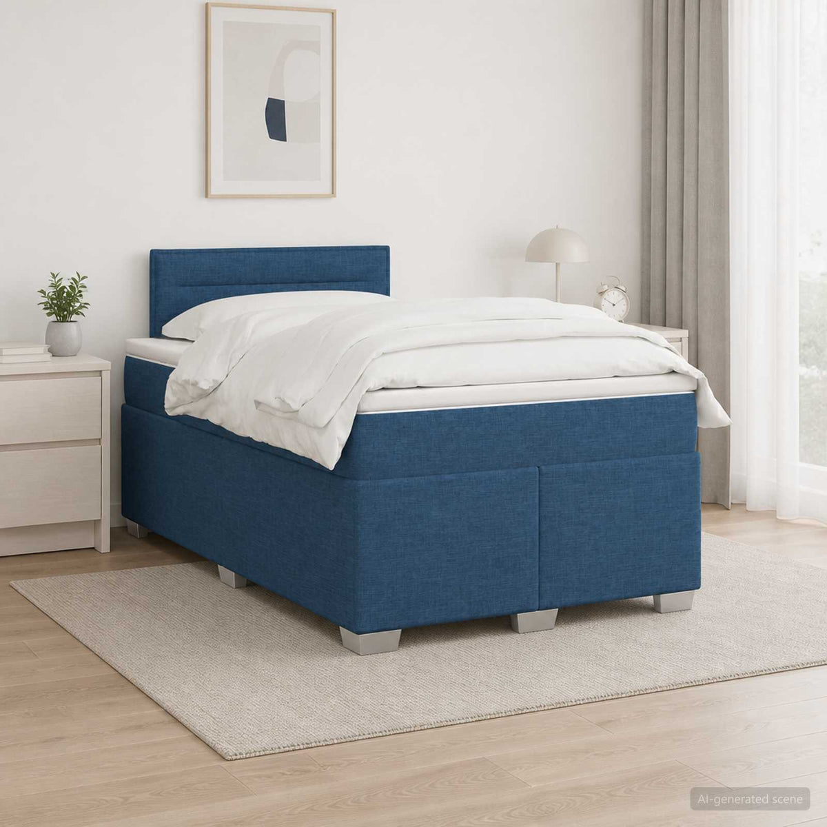 Boxspringbed met matras met hoofdeinde Blauw 120 x 190 cm Stof is nu te koop bij PeponiXL, paradijselijk wonen!